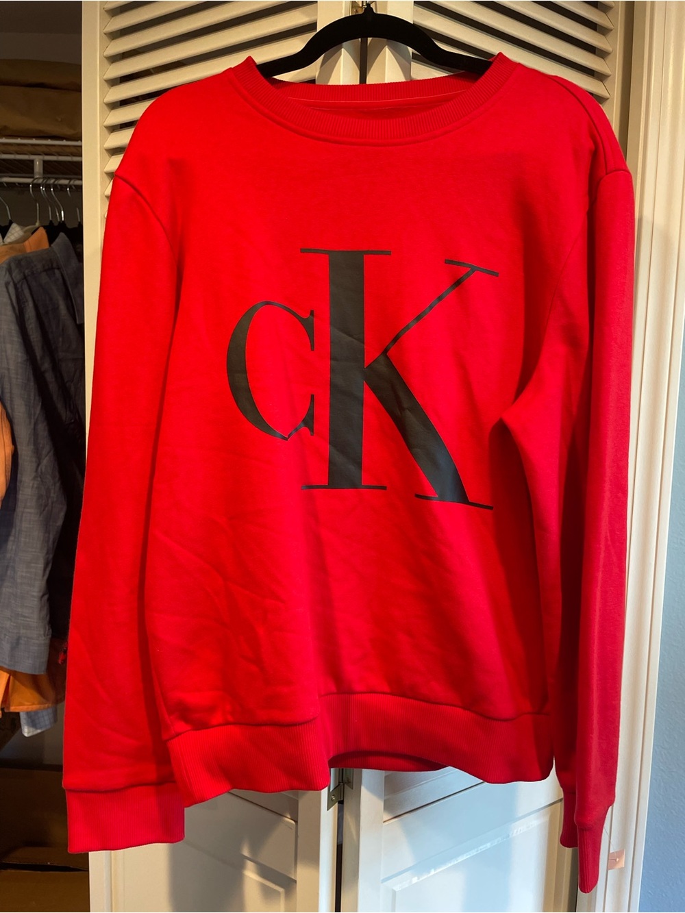 Calvin Klein Red Logo Crewneck Sweater - Men's - Sz M, could be Unisex!